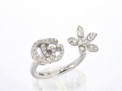 GUCCI "Flora" White Golden Ring With Diamonds
