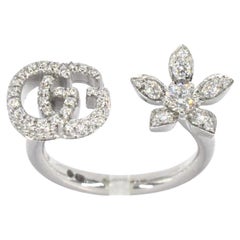 Used GUCCI "Flora" White Golden Ring With Diamonds