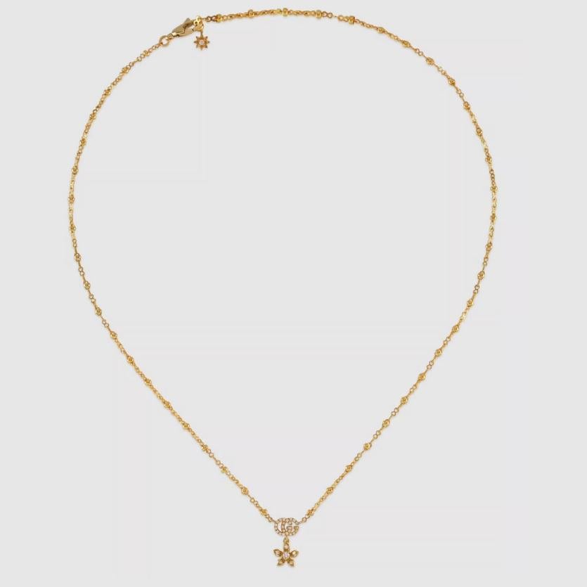 gucci flower necklace gold