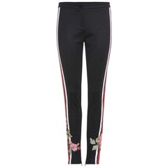 Gucci Floral Appliquéd Striped Tech Jersey Stirrup Leggings