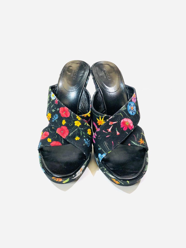 floral gucci mules