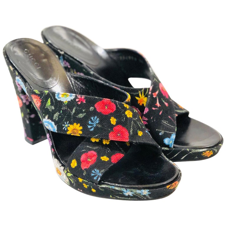 floral gucci mules