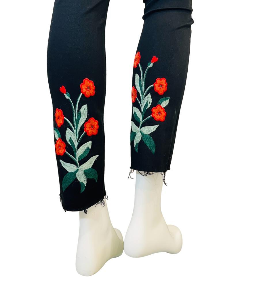 Gucci Floral Embroidered Cotton Jeans For Sale 1