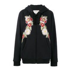 Gucci Floral Embroidered Cotton-Jersey Zip-Up Hoodie