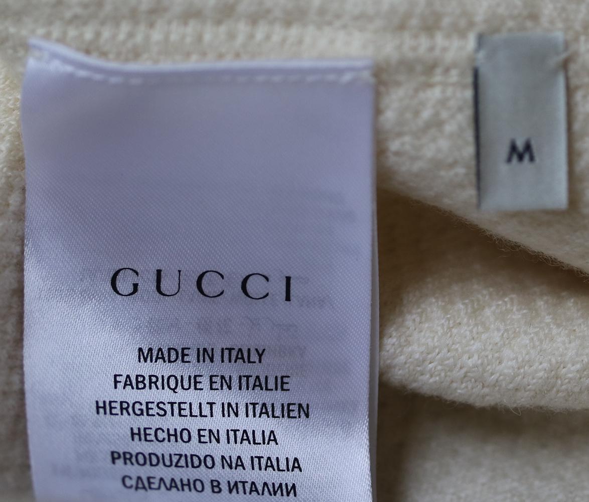 Beige Gucci Floral Embroidered Oversized Wool-Blend Hoodie