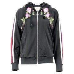 Gucci Floral Embroidered Satin Jersey Hoodie XSmall 