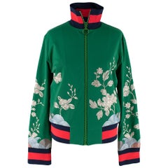 Gucci Floral-embroidered silk-satin bomber jacket - Size L
