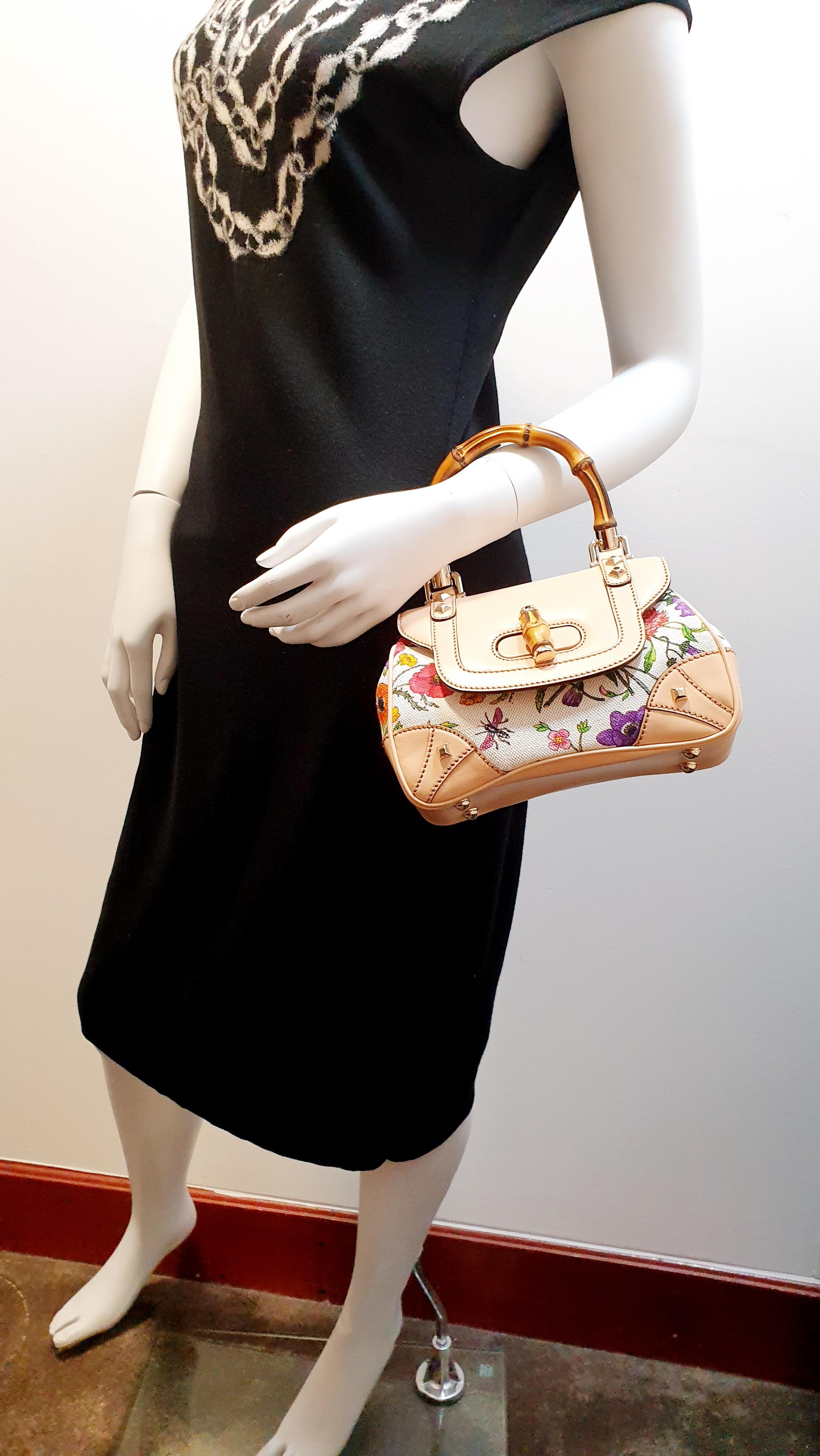 GUCCI Floral Flora Canvas Bamboo Handle Mini Bag 2