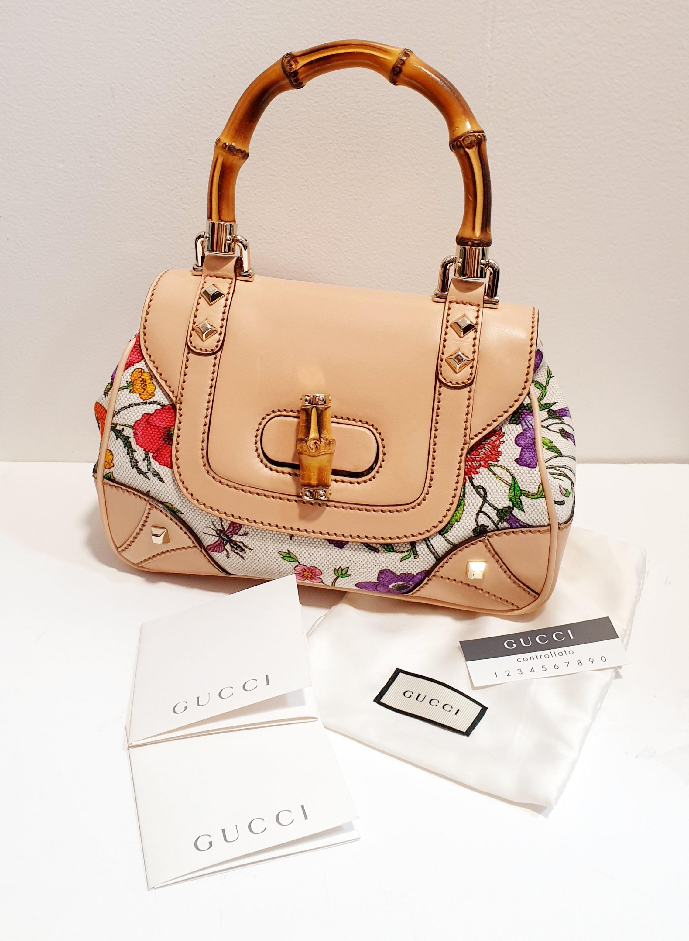 GUCCI Floral Flora Canvas Bamboo Handle Mini Bag 3