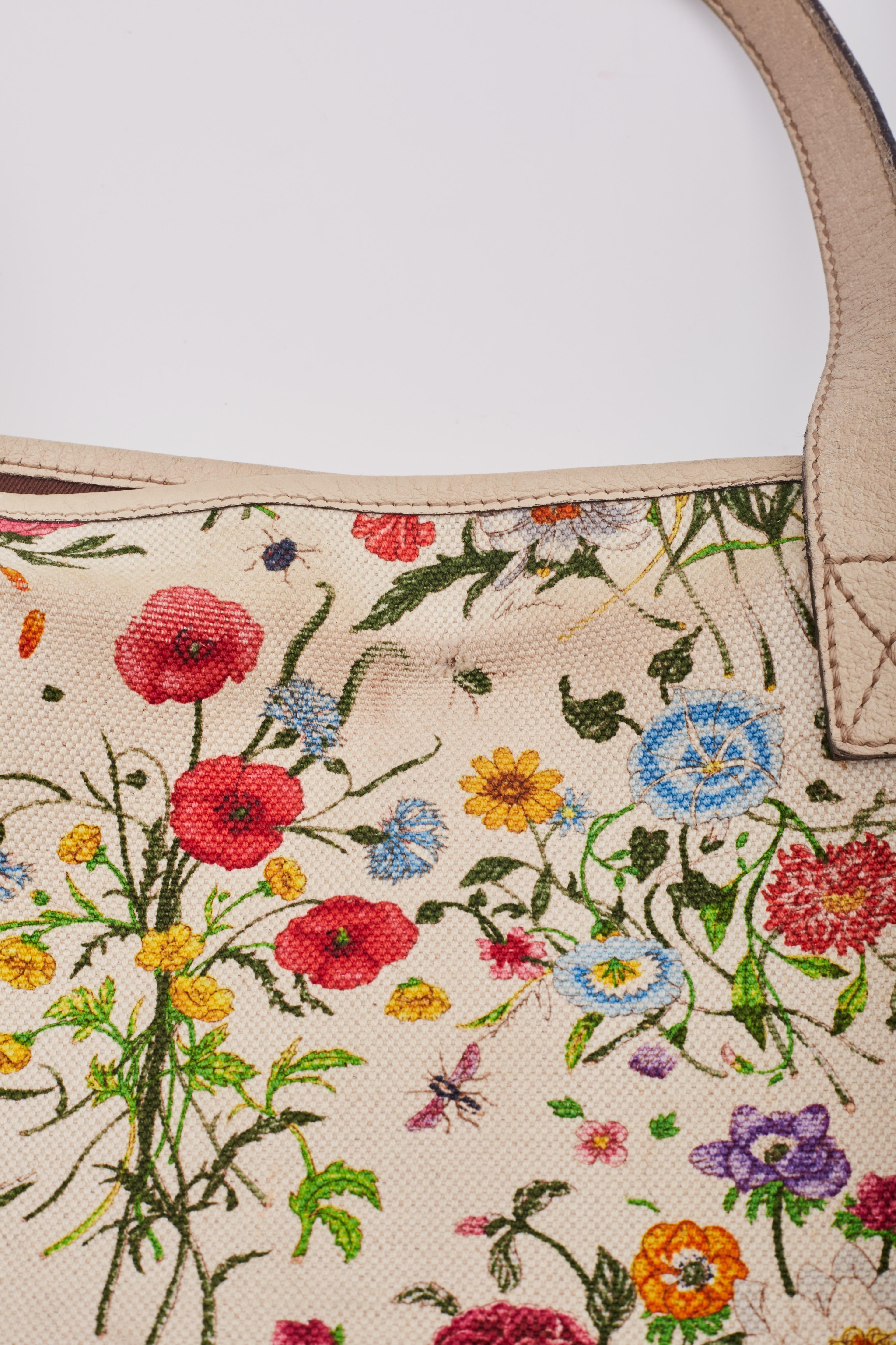 Gucci Floral Flora Print Canvas Joy Tote Bag Large 8