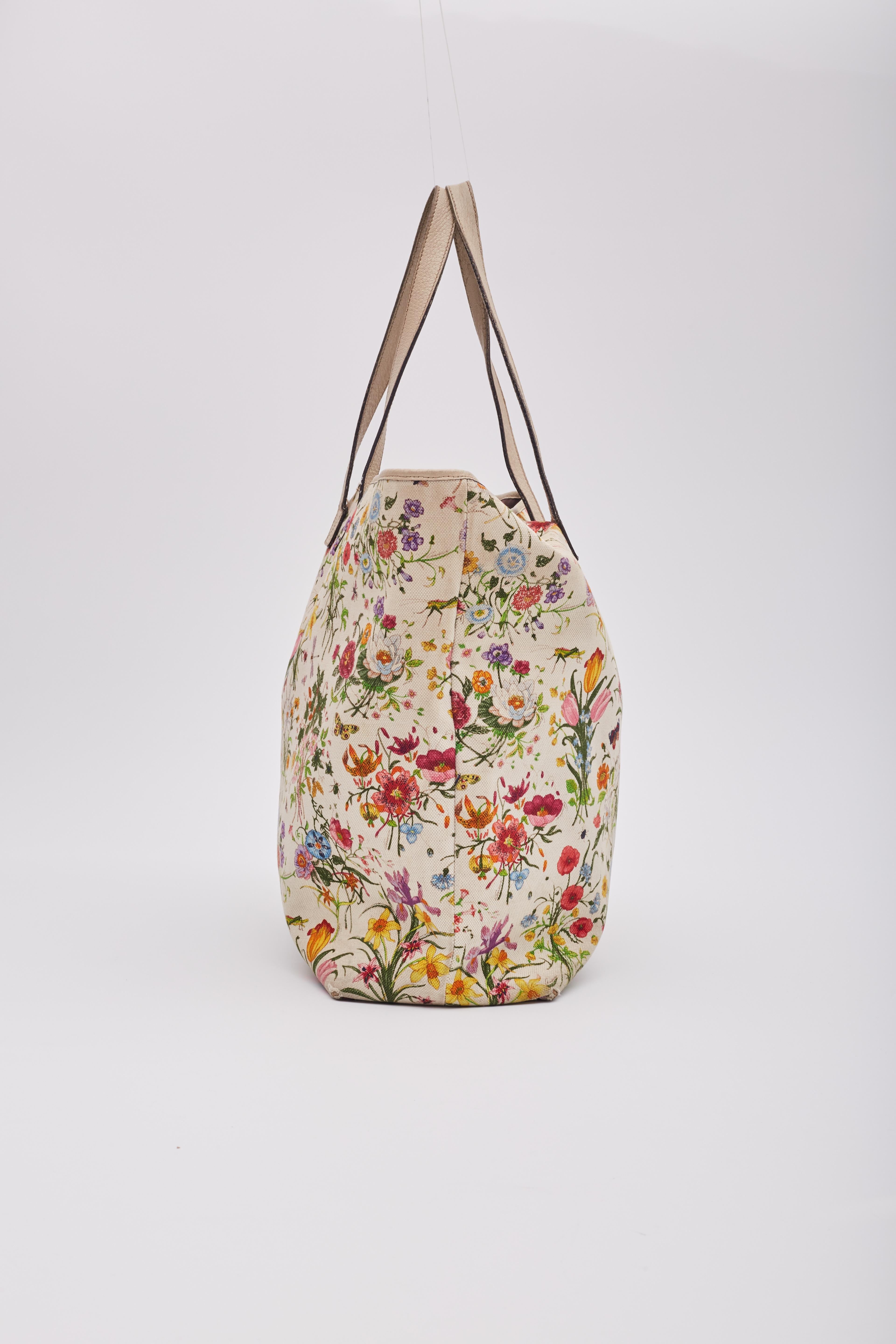 Women's Gucci Floral Flora Print Canvas Joy Tote Bag Large