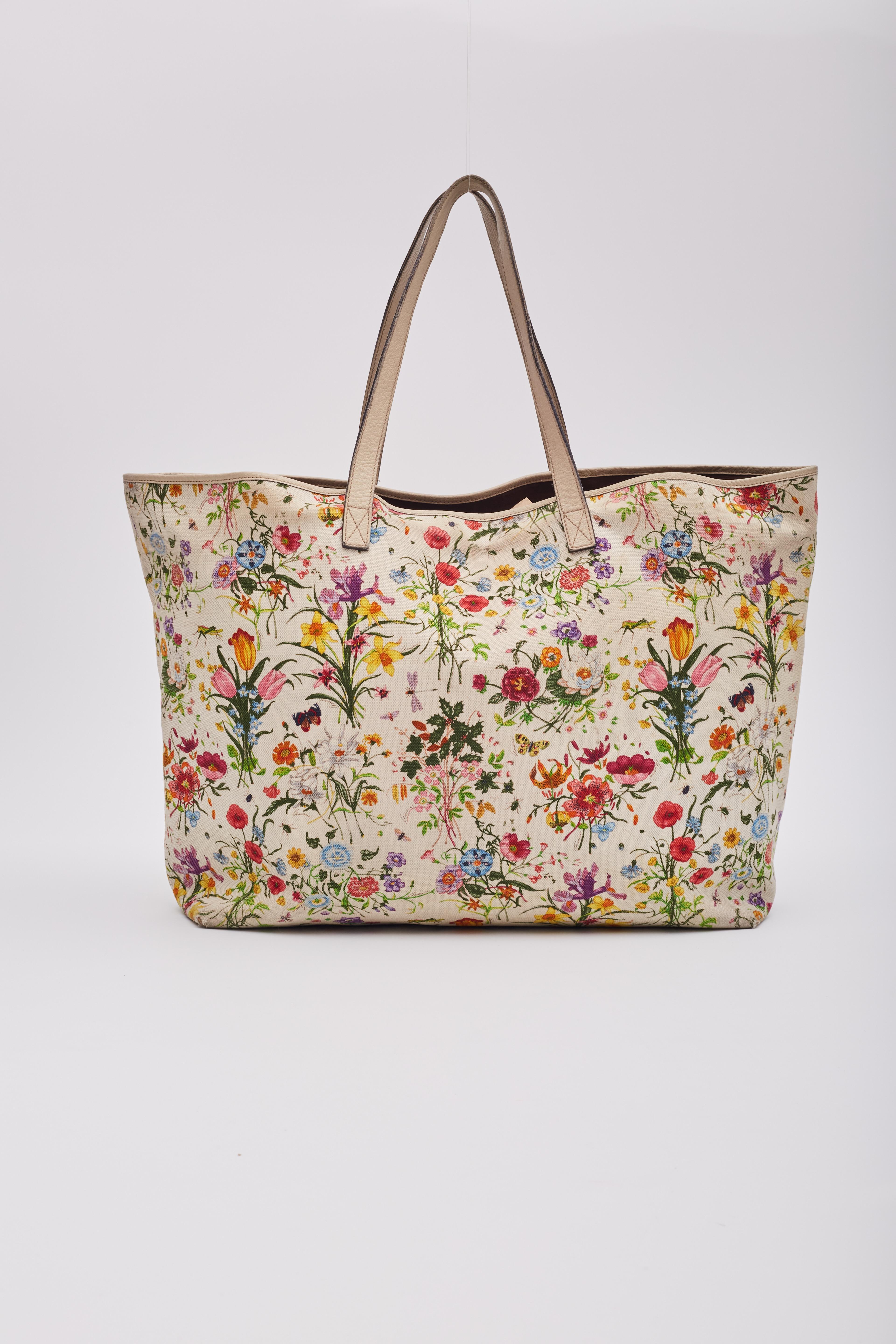 Gucci Floral Flora Print Canvas Joy Tote Bag Large 1