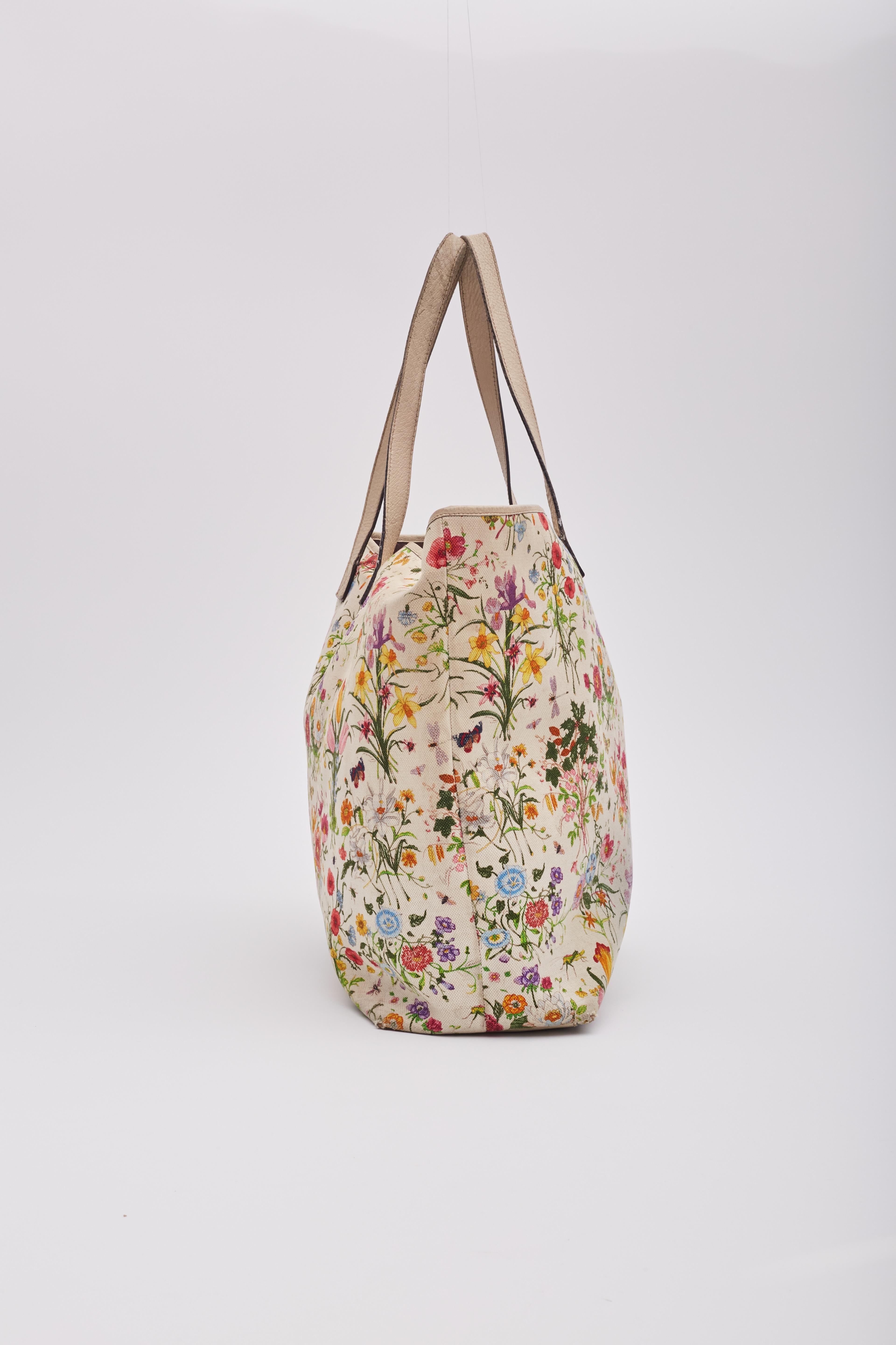 Gucci Floral Flora Print Canvas Joy Tote Bag Large 2