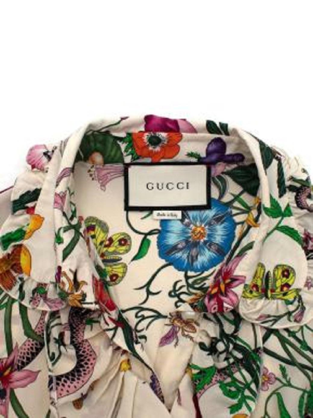 Gucci Floral Frilled Silk Dress For Sale 1