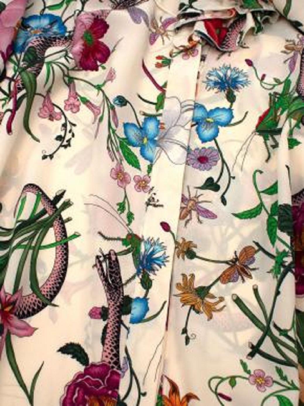 Gucci Floral Frilled Silk Dress For Sale 2