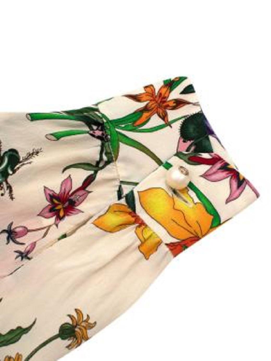 Gucci Floral Frilled Silk Dress For Sale 3