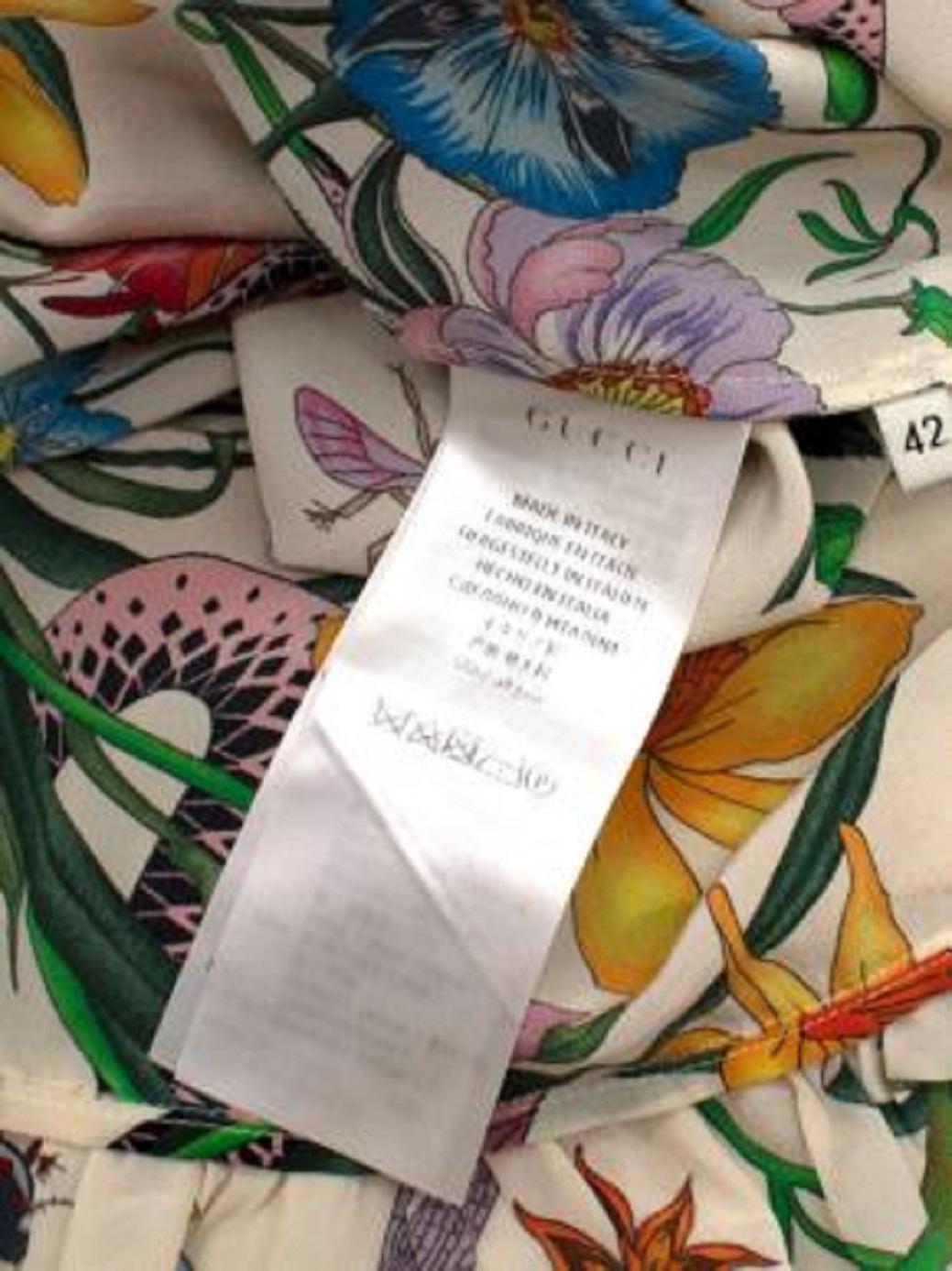 Gucci Floral Frilled Silk Dress For Sale 4