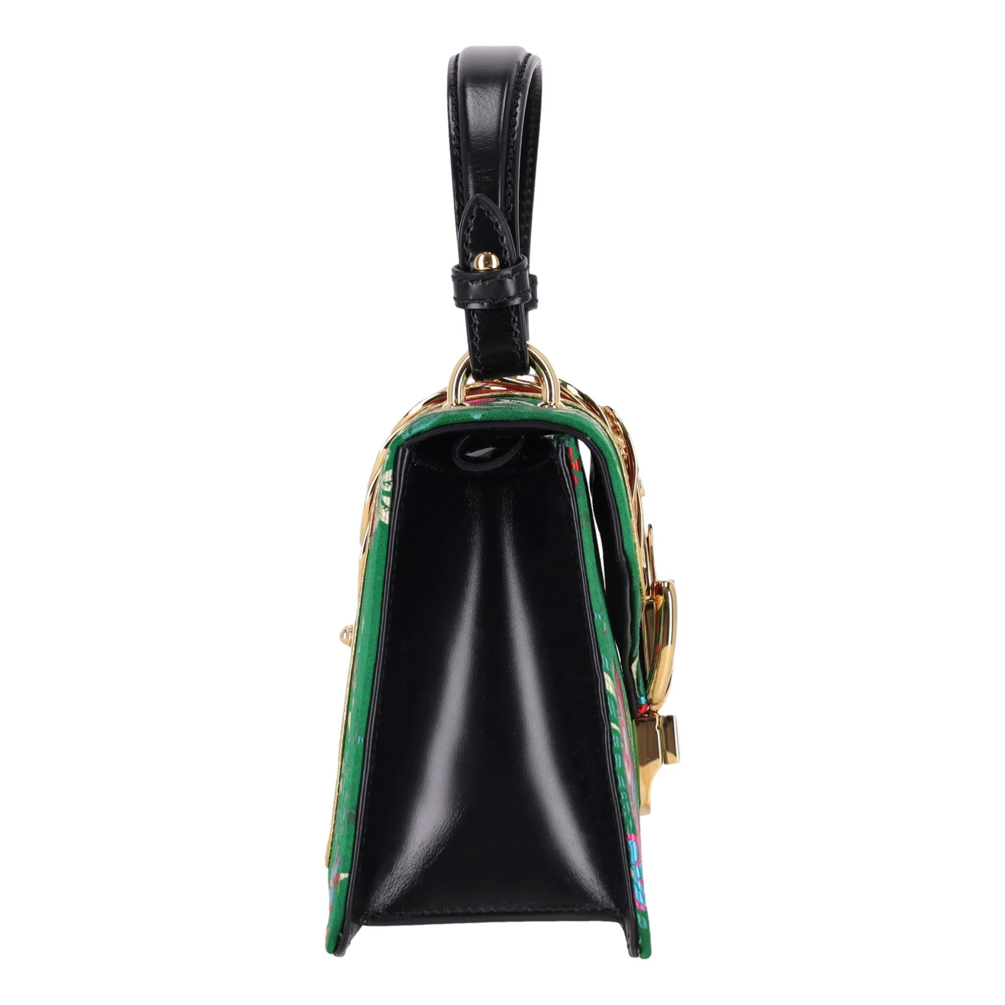 Noir Gucci Floral Jacquard Sylvie Small Top Handle Bag