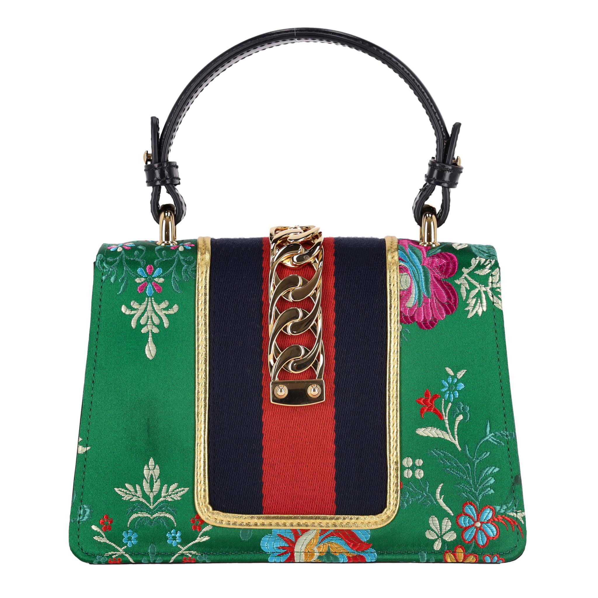 Gucci Floral Jacquard Sylvie Small Top Handle Bag Excellent état à London, GB