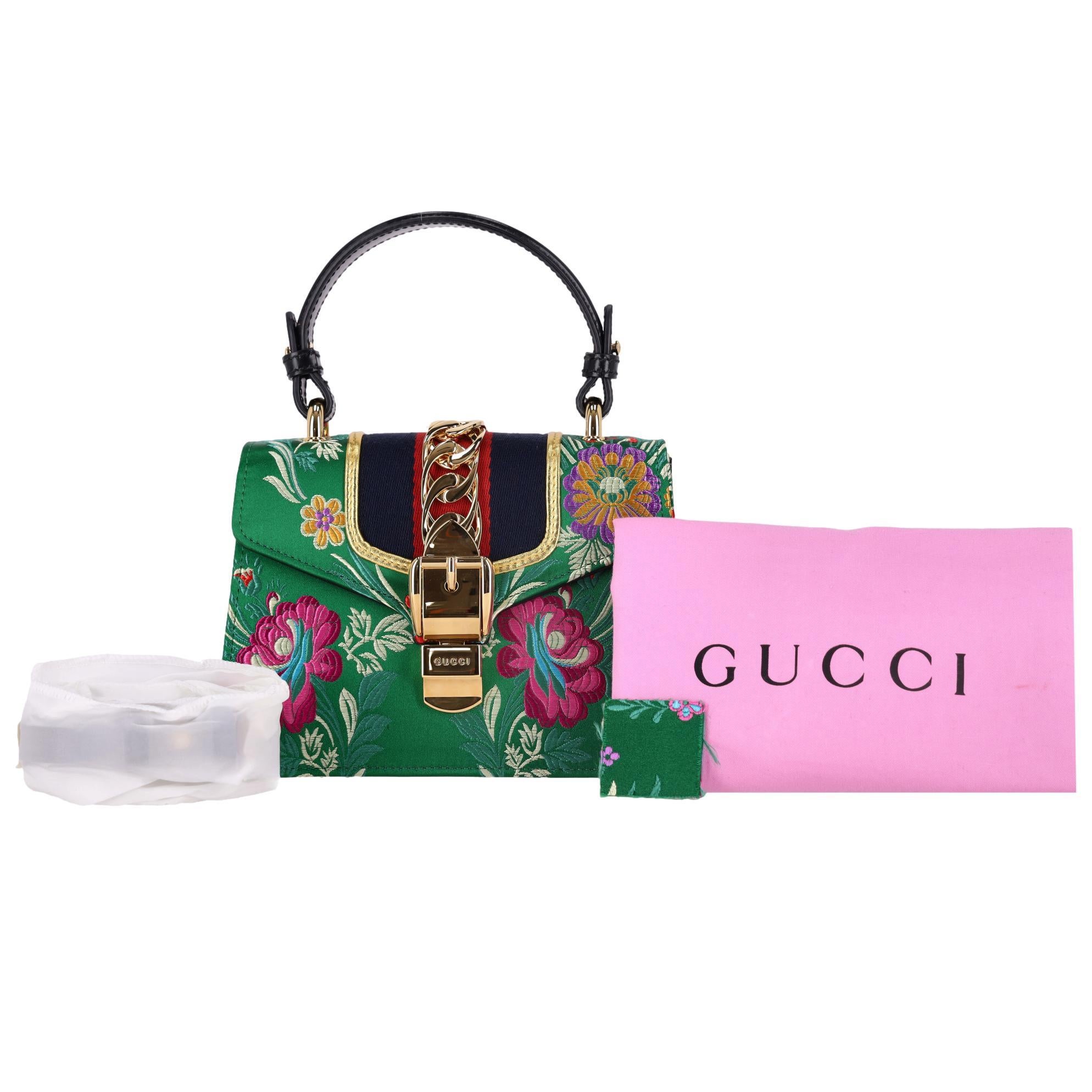 Gucci Floral Jacquard Sylvie Small Top Handle Bag 2