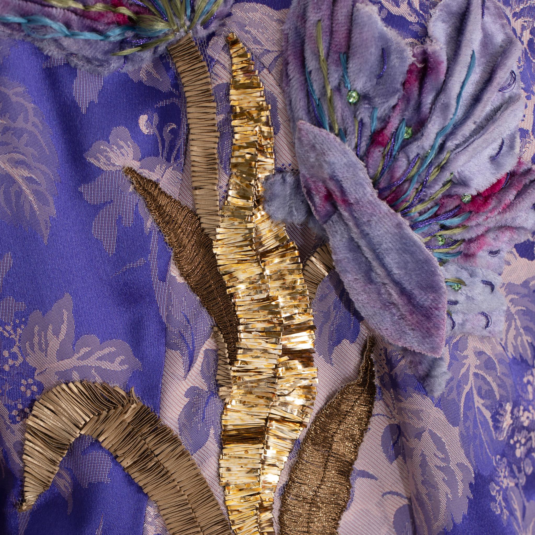 Gucci Floral Jacquard Wrap Dress With Ostrich Feathers 38 It 1