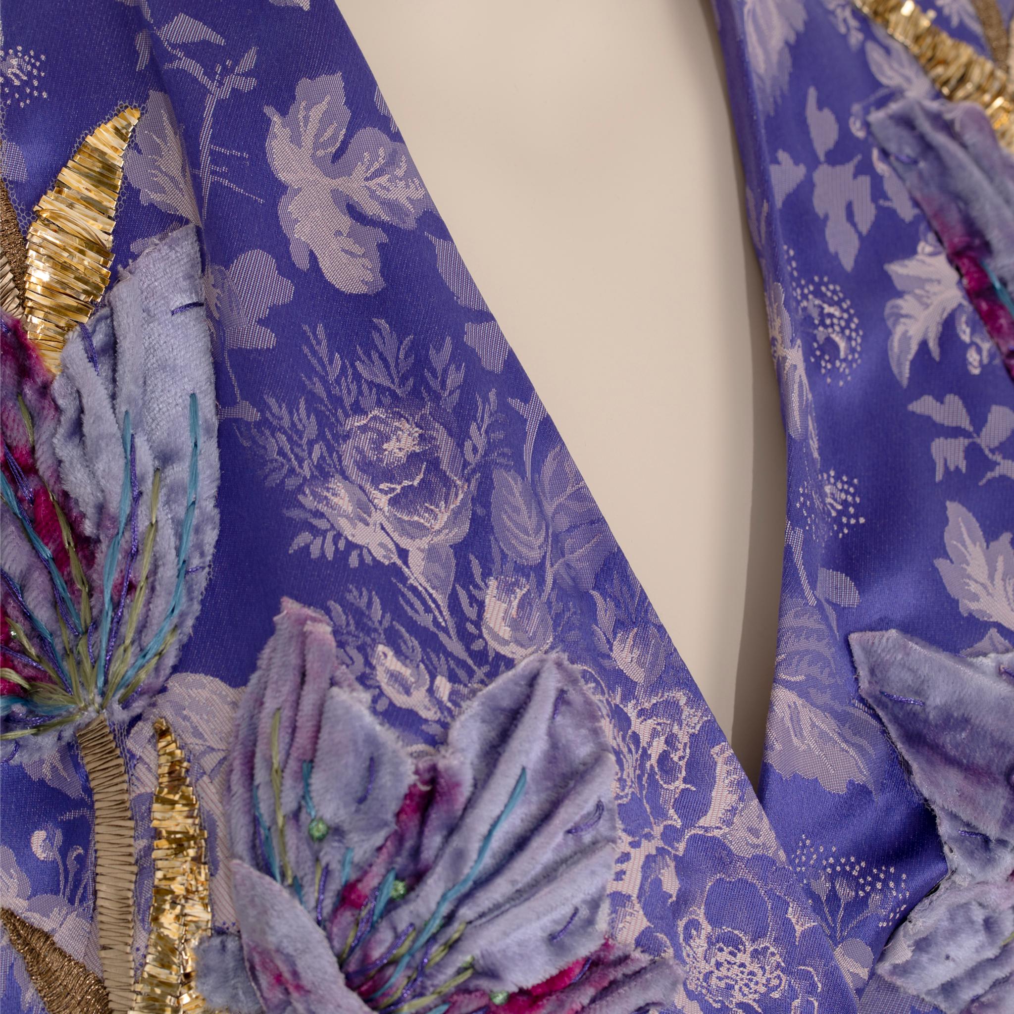 Gucci Floral Jacquard Wrap Dress With Ostrich Feathers 38 It 3