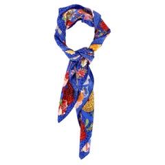 Gucci Floral Pansy Leopard Silk Scarf