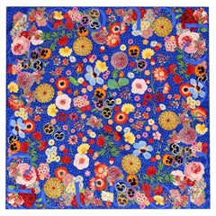 Gucci Floral Pansy Leopard Silk Scarf