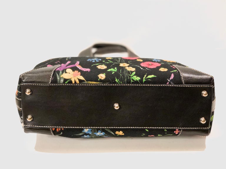 Gucci Floral Print Canvas Handbag For Sale 1