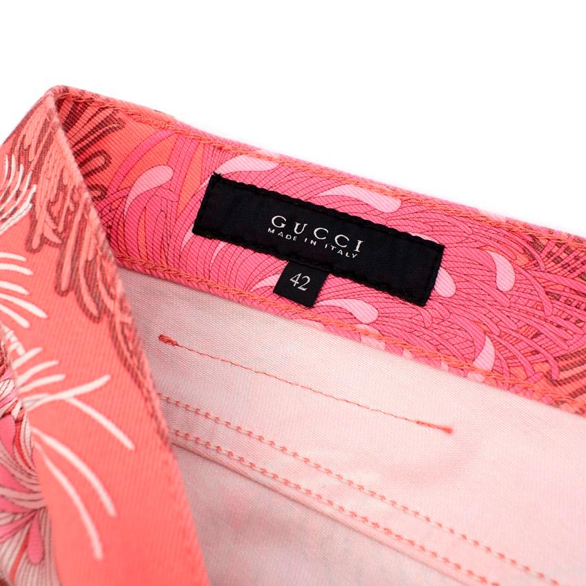 Gucci Floral Print Coral & Pink Cotton Blend Jeans - US 6 In Excellent Condition For Sale In London, GB