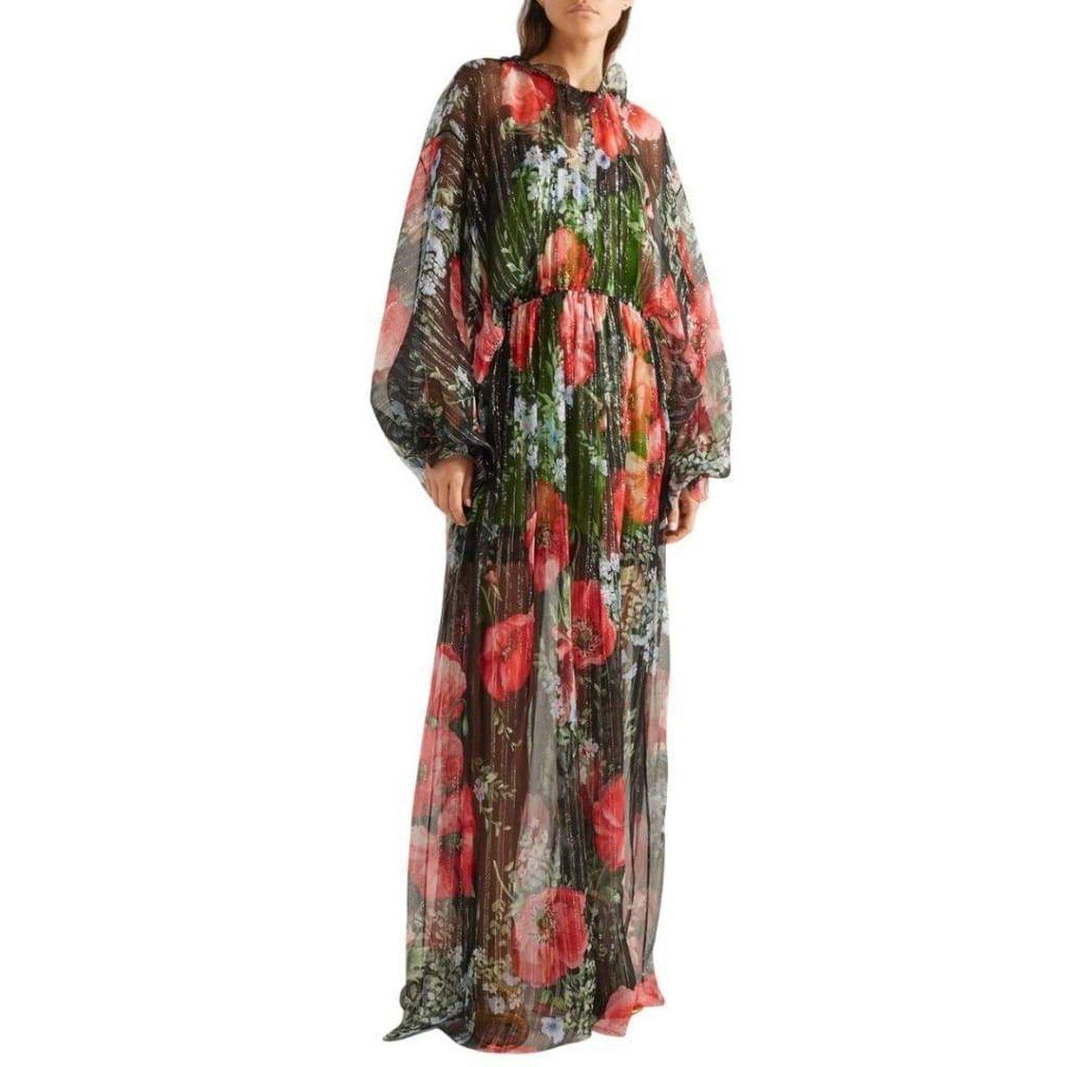 Gucci Floral-print Crinkled Silk-blend Chiffon Gown IT42 US6 2