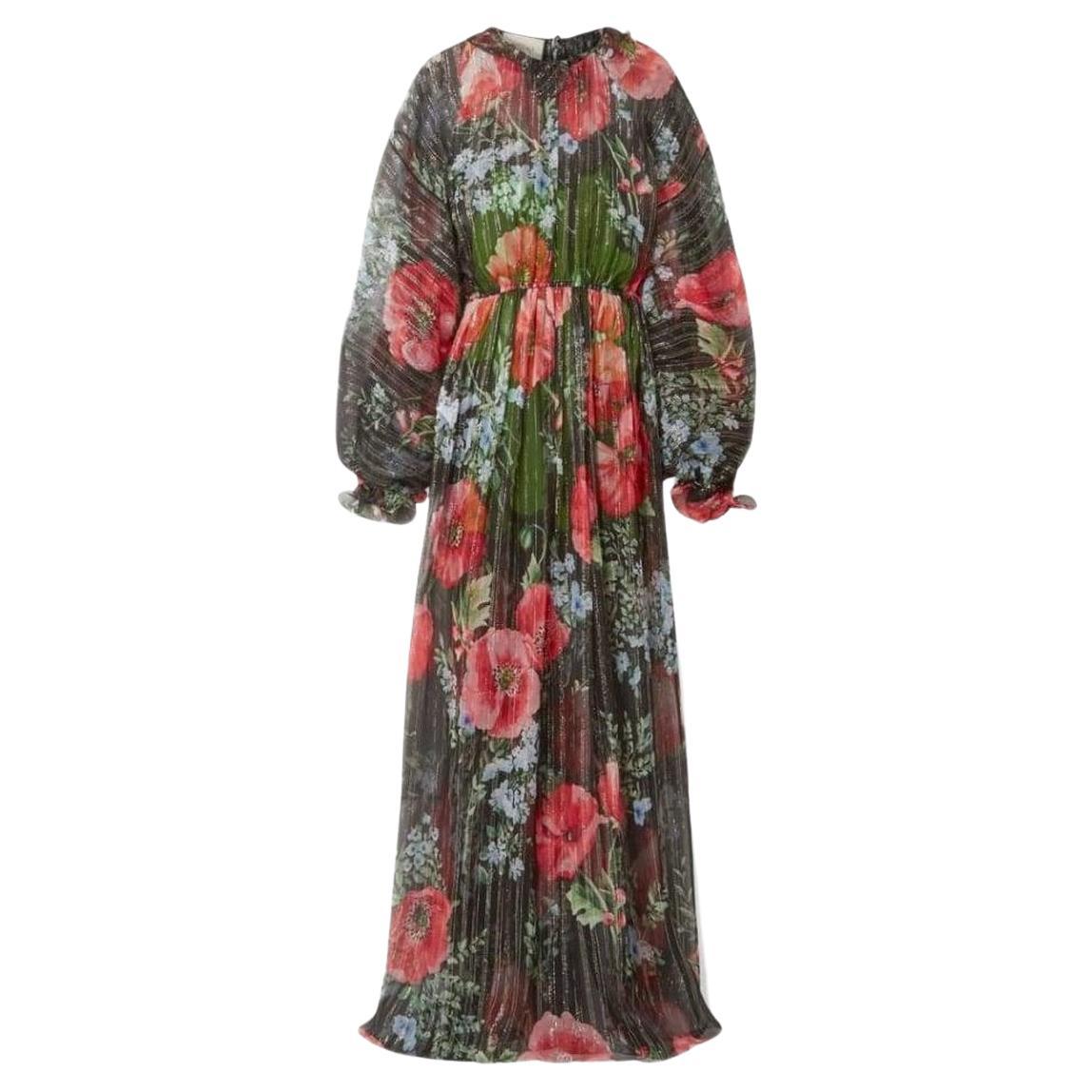 Gucci Floral-print Crinkled Silk-blend Chiffon Gown IT42 US6