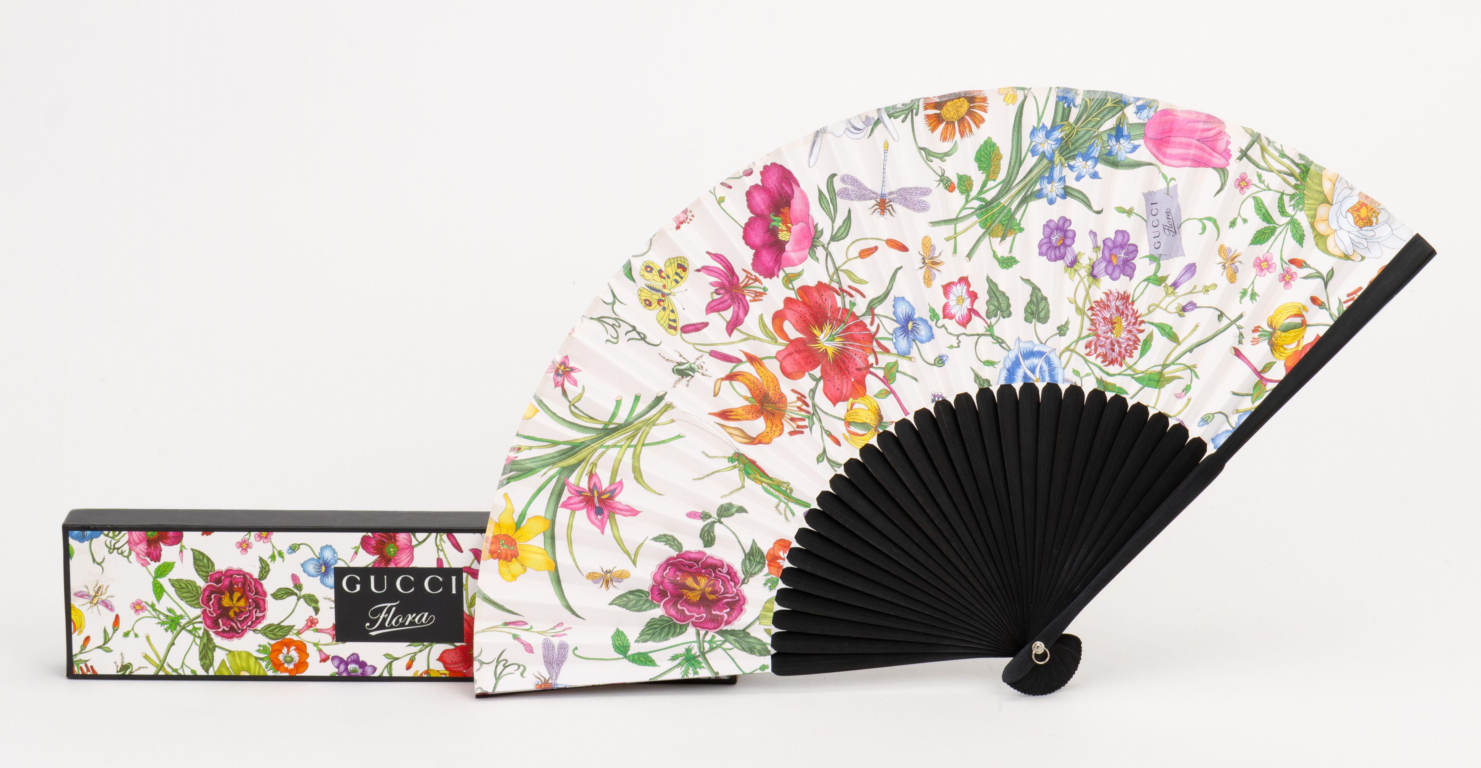 Gucci Floral Print Fan New In Box For Sale