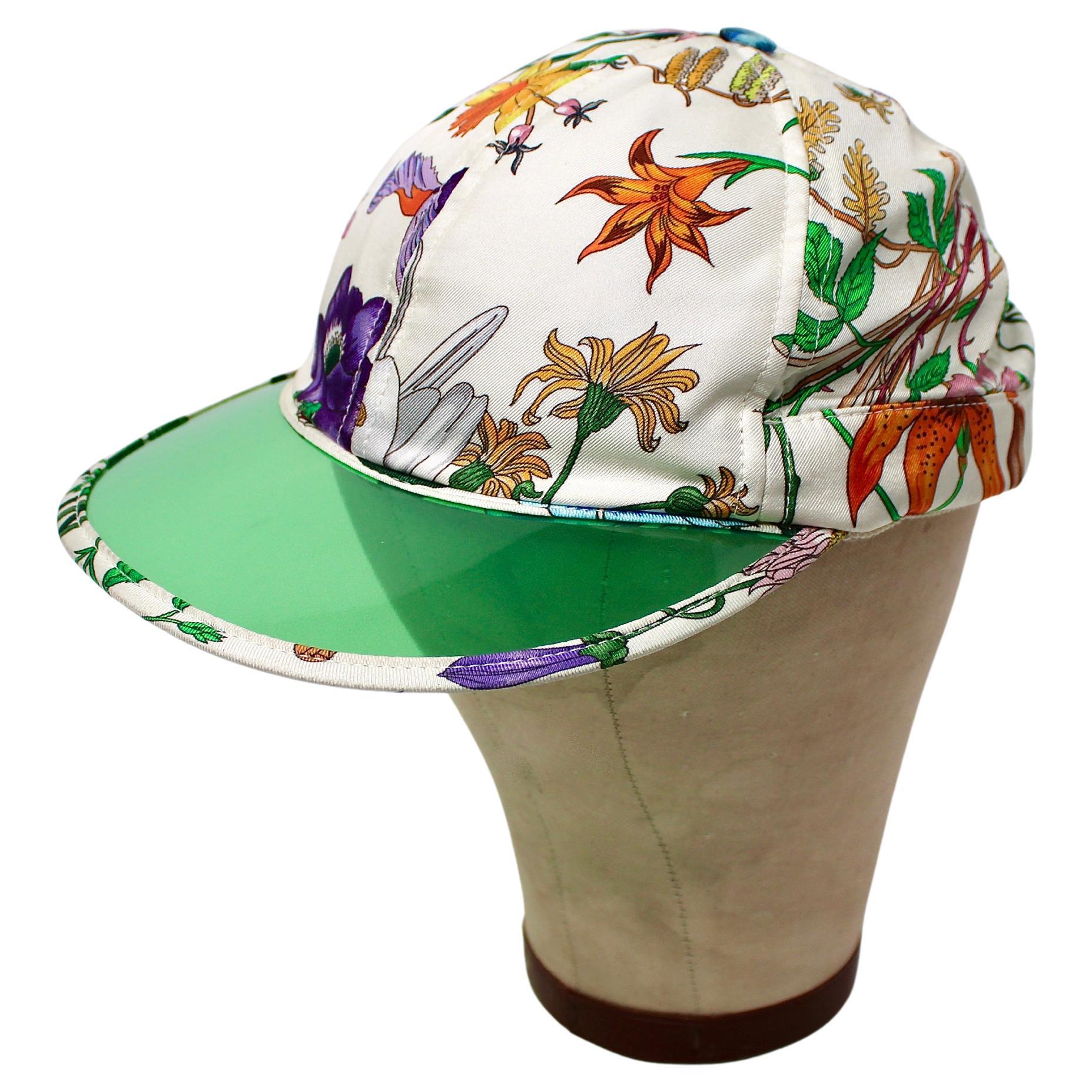 Gucci Floral Print 
Green PVC Baseball Hat For Sale