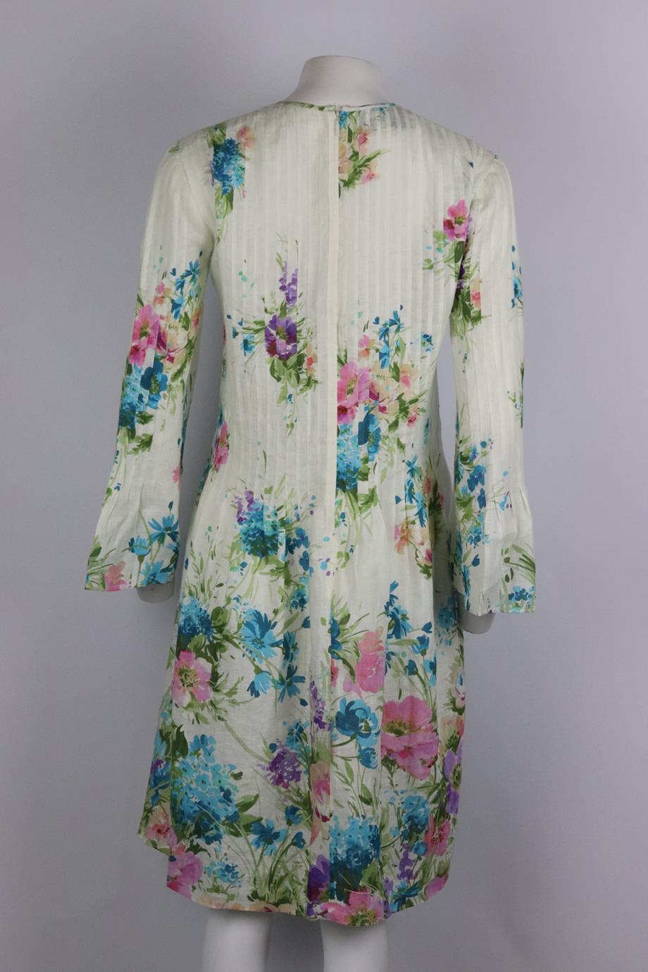 Gucci Floral Print Linen Dress It 40 Uk 8 In Excellent Condition In London, GB