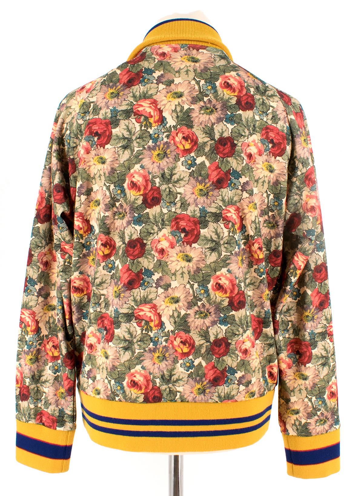 Brown Gucci Floral-Print Scuba-Jersey Bomber Jacket	SIZE S