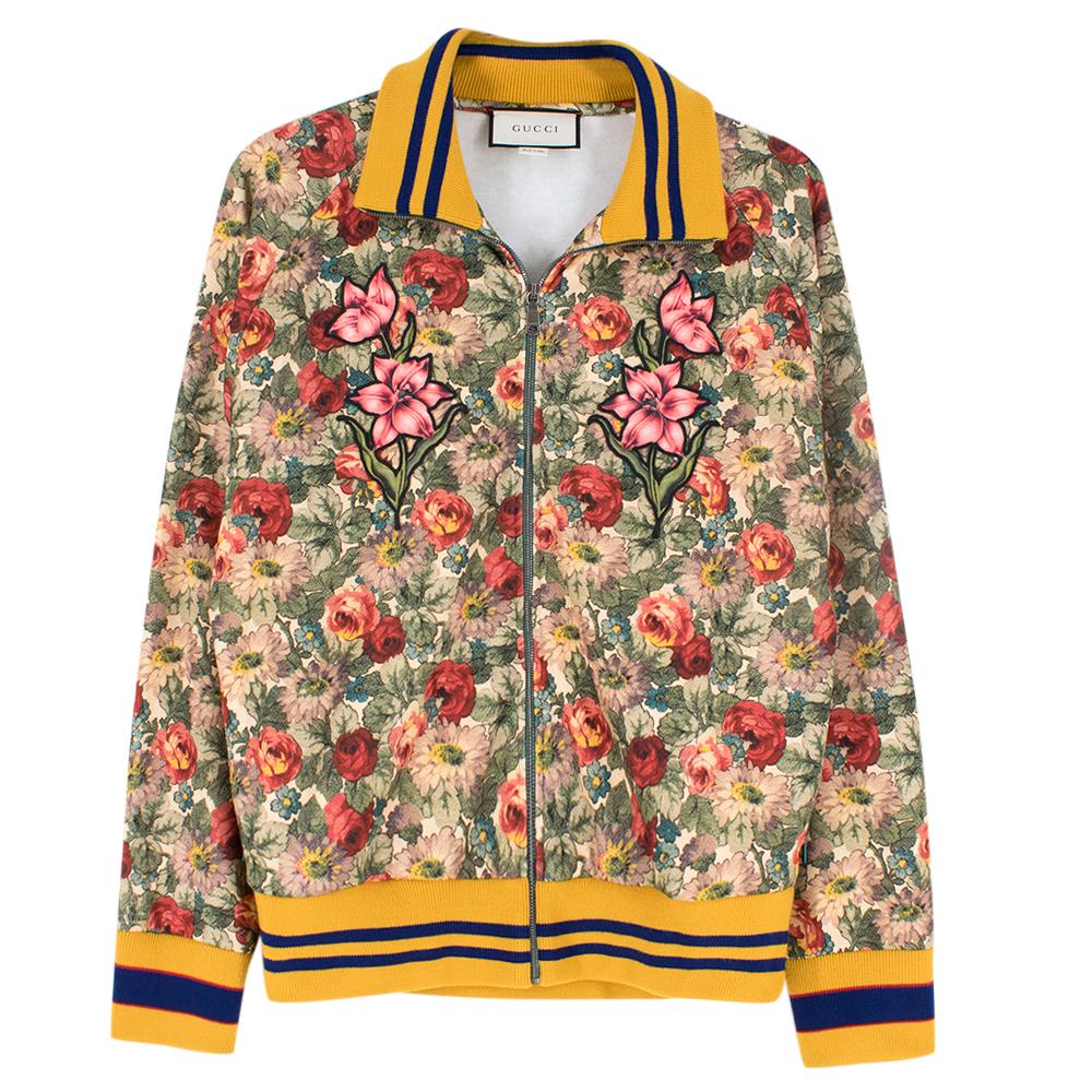 Gucci Floral-Print Scuba-Jersey Bomber Jacket	SIZE S In Excellent Condition In London, GB