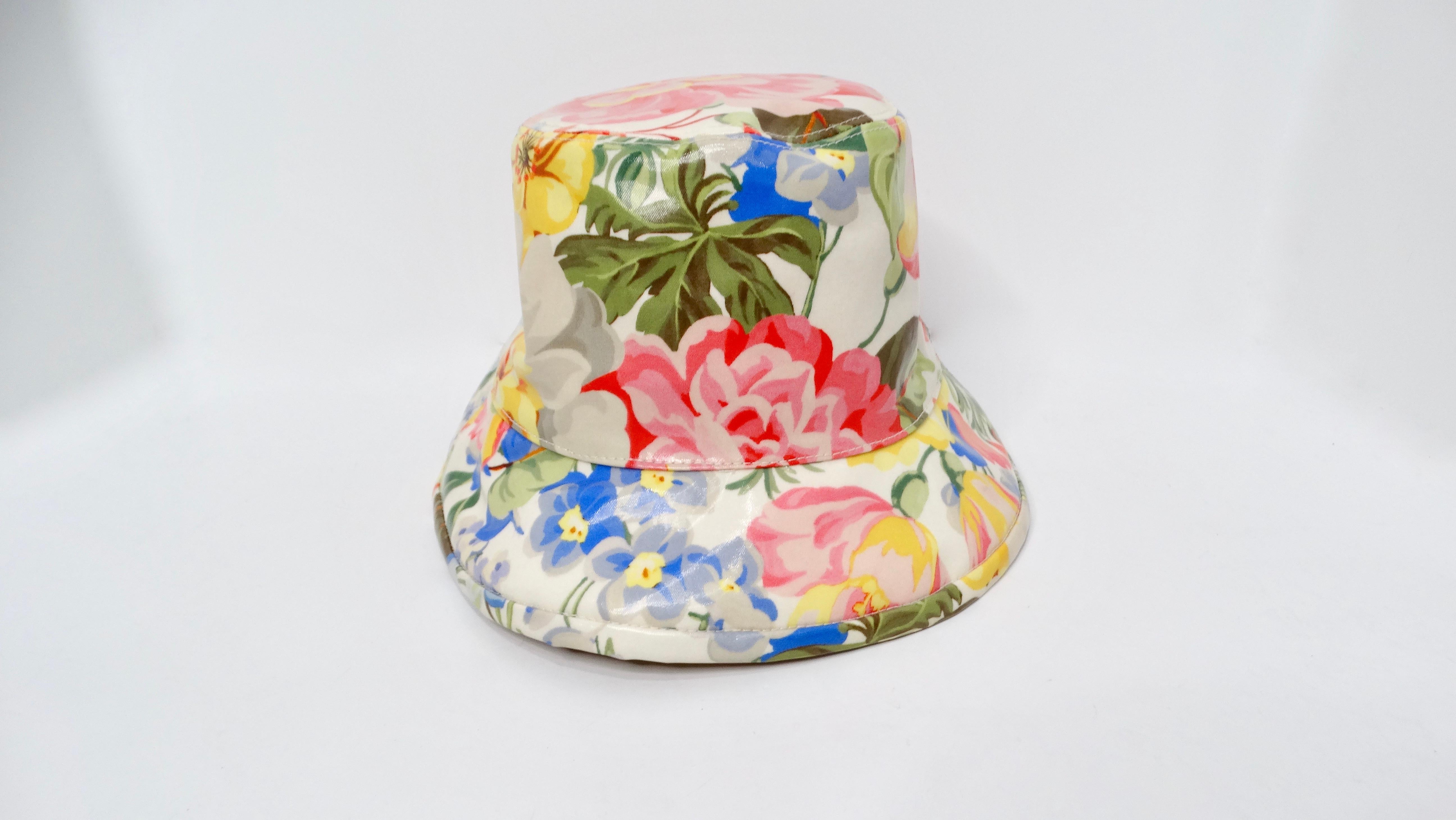Gucci Floral Print Shiny Coated Cotton Bucket Hat For Sale 2