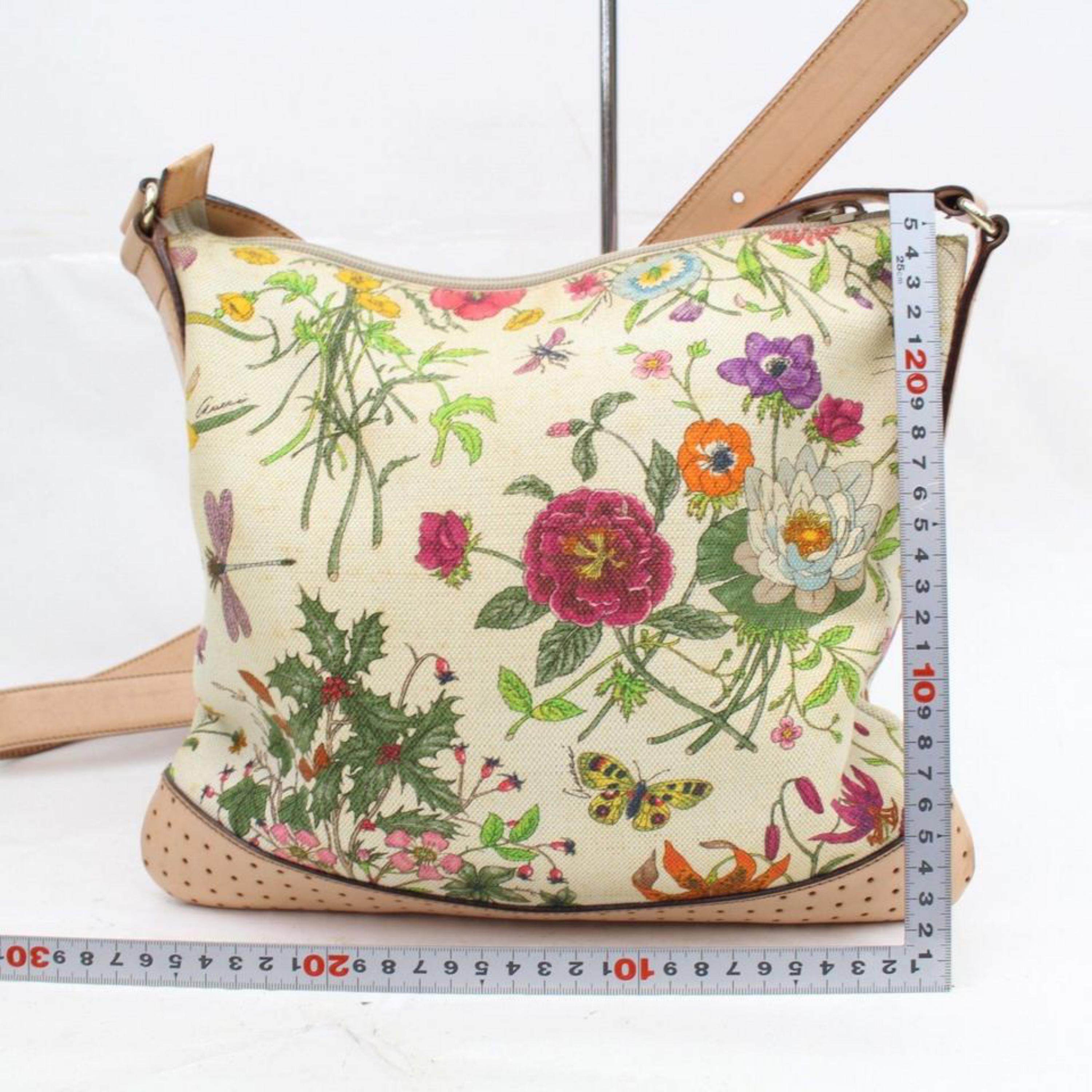 Women's Gucci Floral Print Signature Cross Body 868868 Multicolor Canvas Messenger Bag For Sale