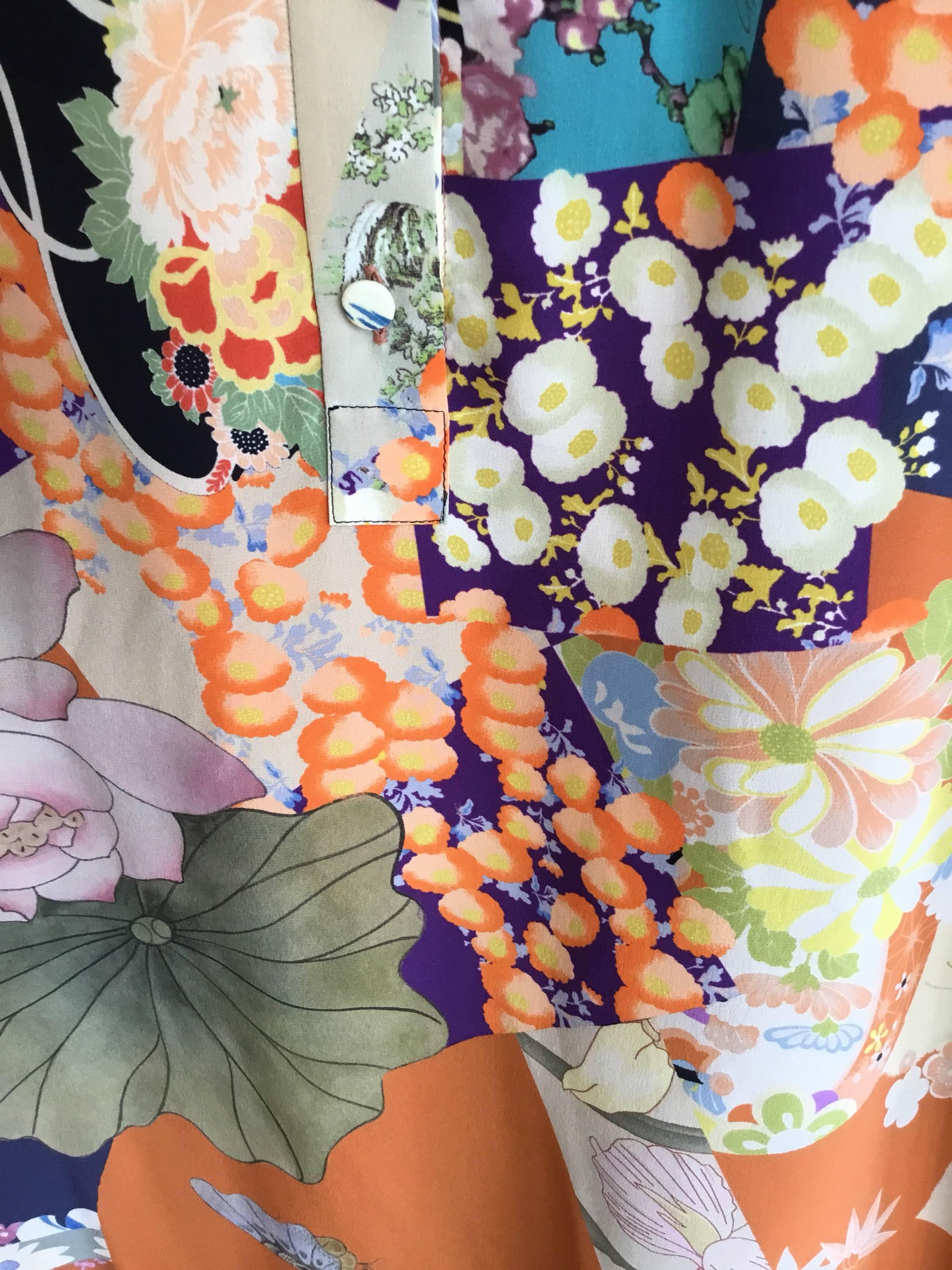 Beige Gucci Floral Print Silk Dress