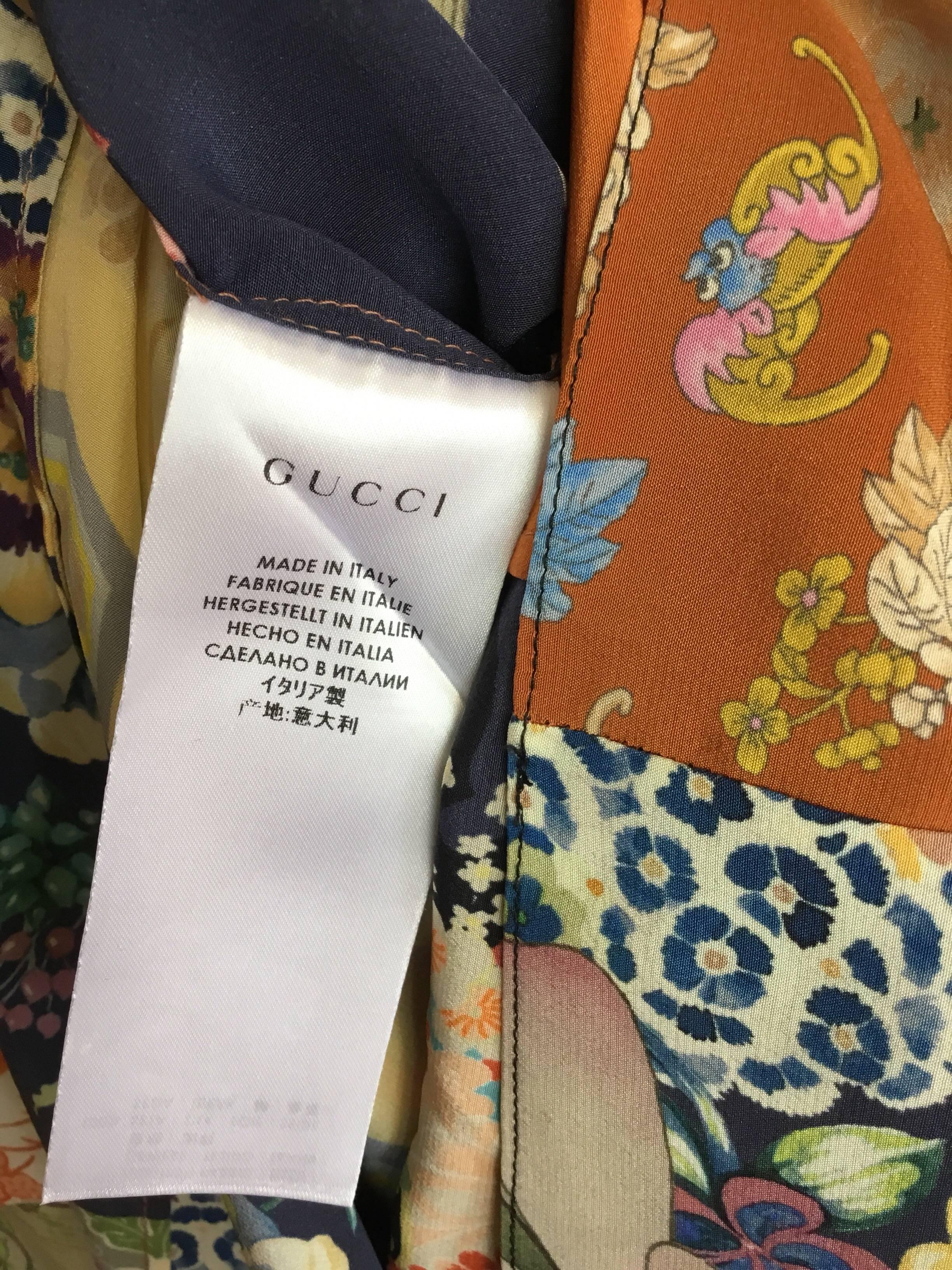 Gucci Floral Print Silk Dress In Excellent Condition In Carmel, CA