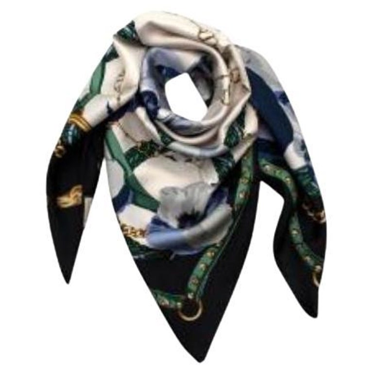 Gucci Floral Print Silk Scarf For Sale at 1stDibs