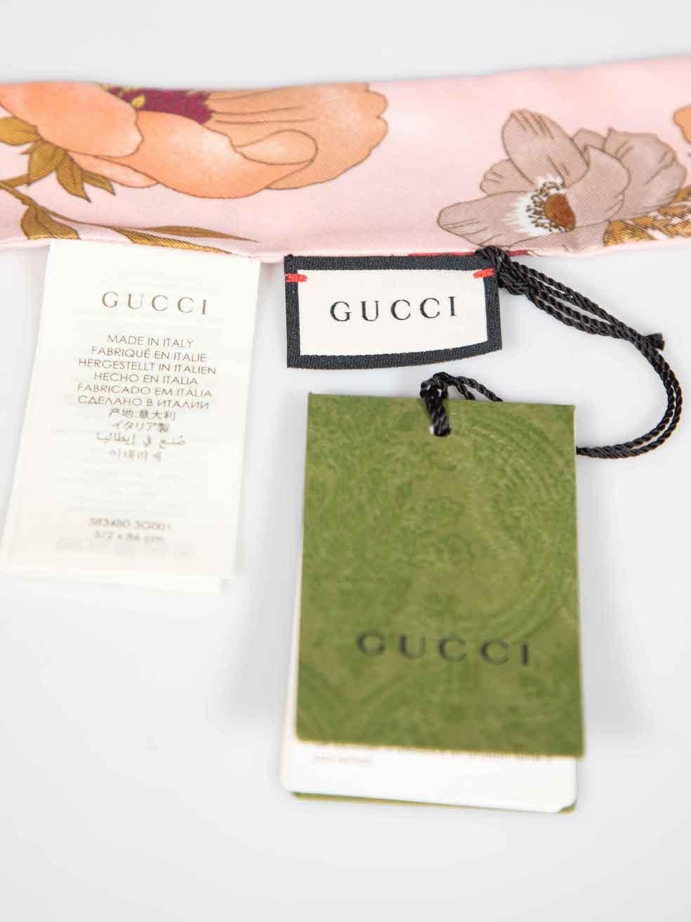 Gucci Floral Print Silk Twilly Scarf In New Condition In London, GB