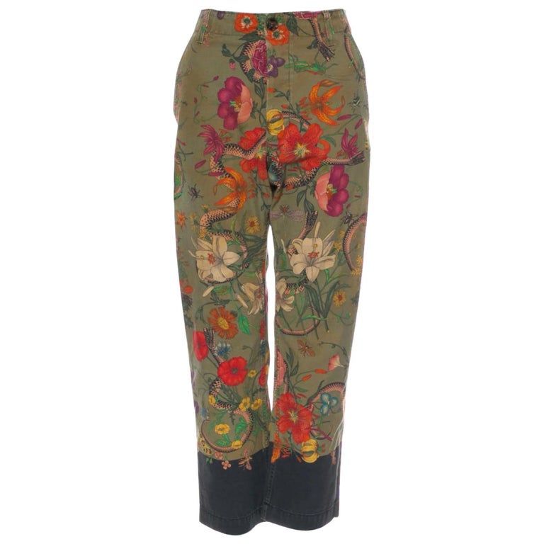 Gucci Floral Print Straight Leg Chino Pants - Size 30 (489260) For Sale at  1stDibs