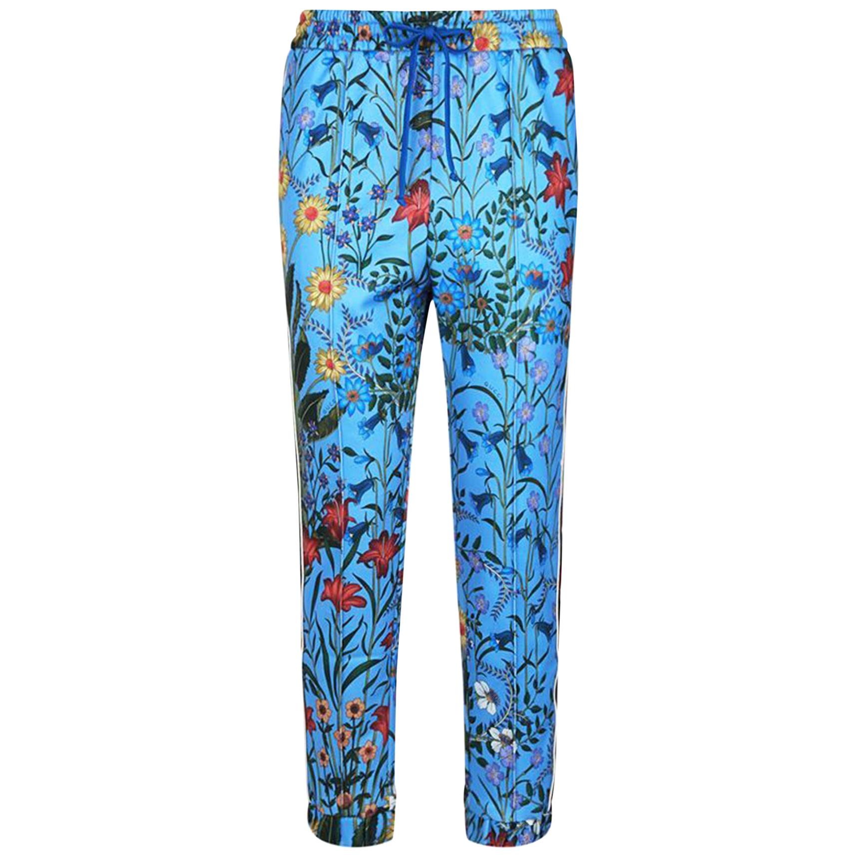 Gucci Floral Print Striped Tech Jersey Track Pants