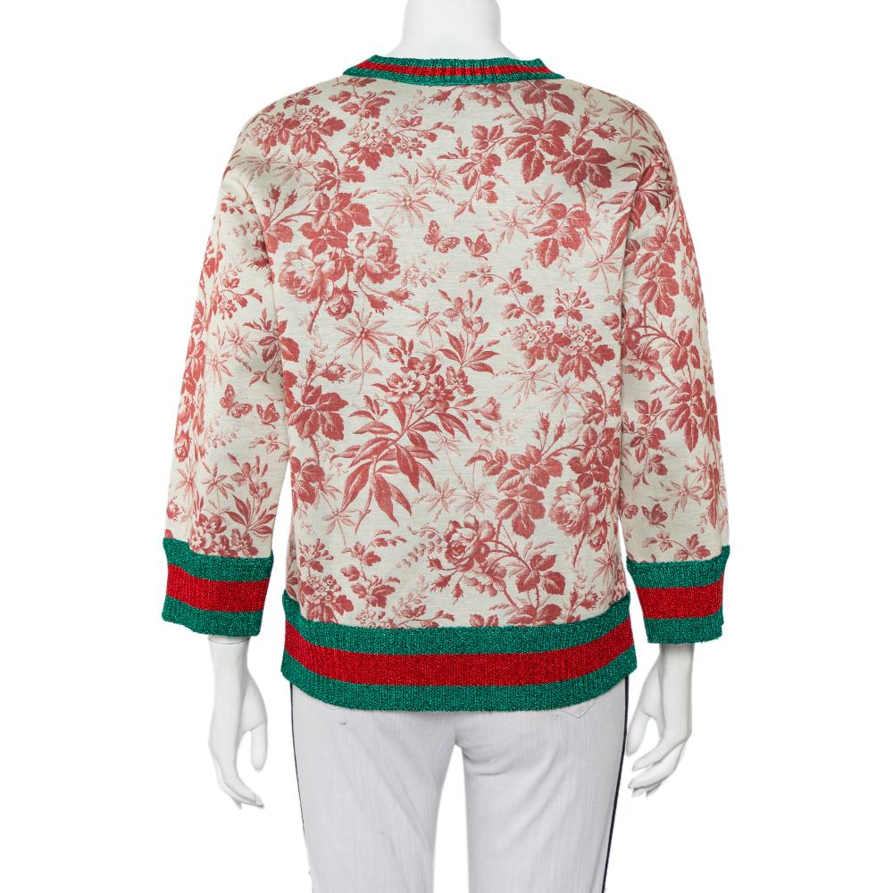 Gucci Floral Printed Neoprene Contrast Trim Sweatshirt S at 1stDibs pink and green gucci sweater floral gucci sweatshirt gucci floral sweatshirt