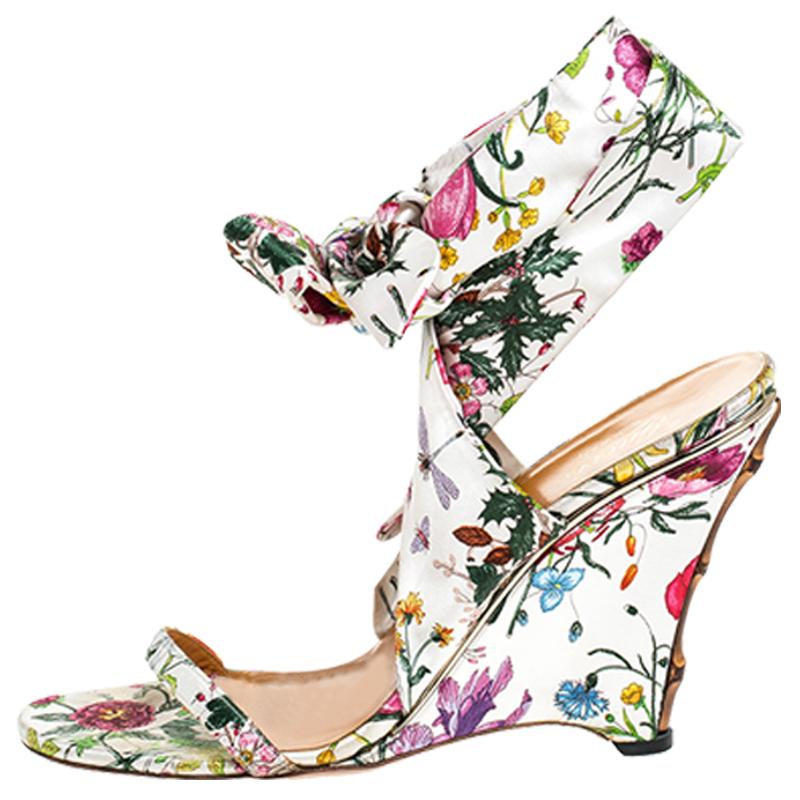 gucci floral wedges
