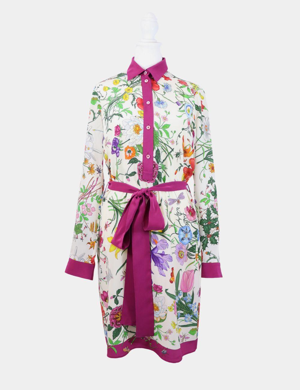 Gucci Floral Shirt Dress IT 42 In Good Condition In Amman, JO