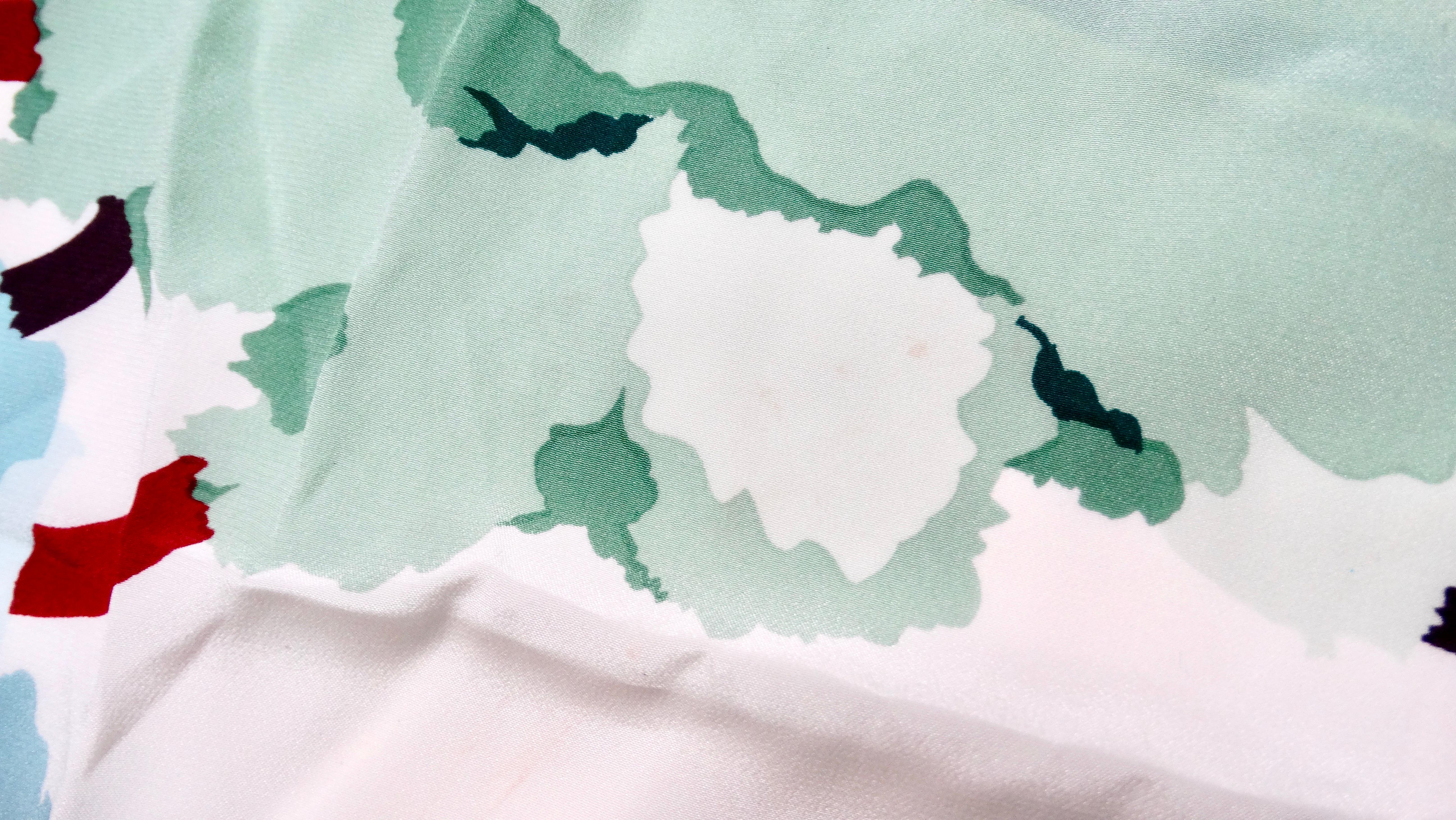 da uomo o donna Sciarpa Gucci con motivo floreale in seta blu e verde con papaveri in vendita
