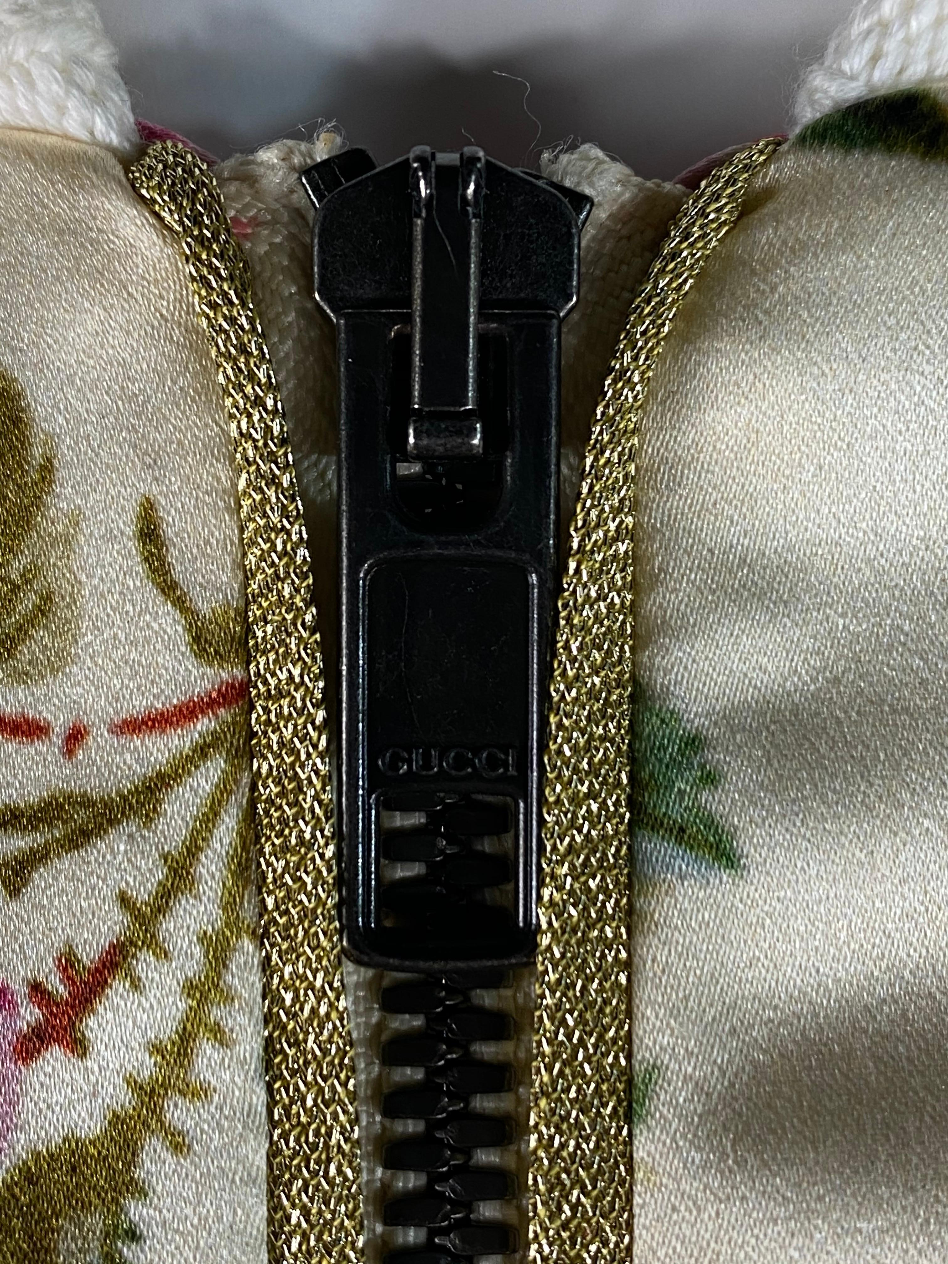 Gucci Floral Seide Bomber Jacke Größe 40 (Braun)